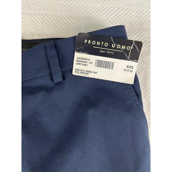 Pronto Uomo Men's Navy Blue Dress Pants Size 34x32 Polyester NWT - Picture 4 of 8